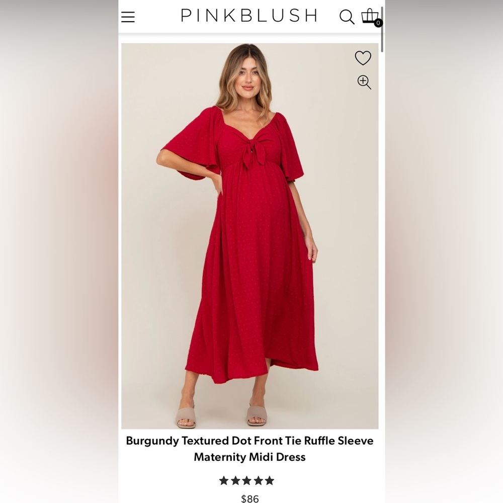 Pink Blush Maternity Burgundy Textured Dot Dress - medium